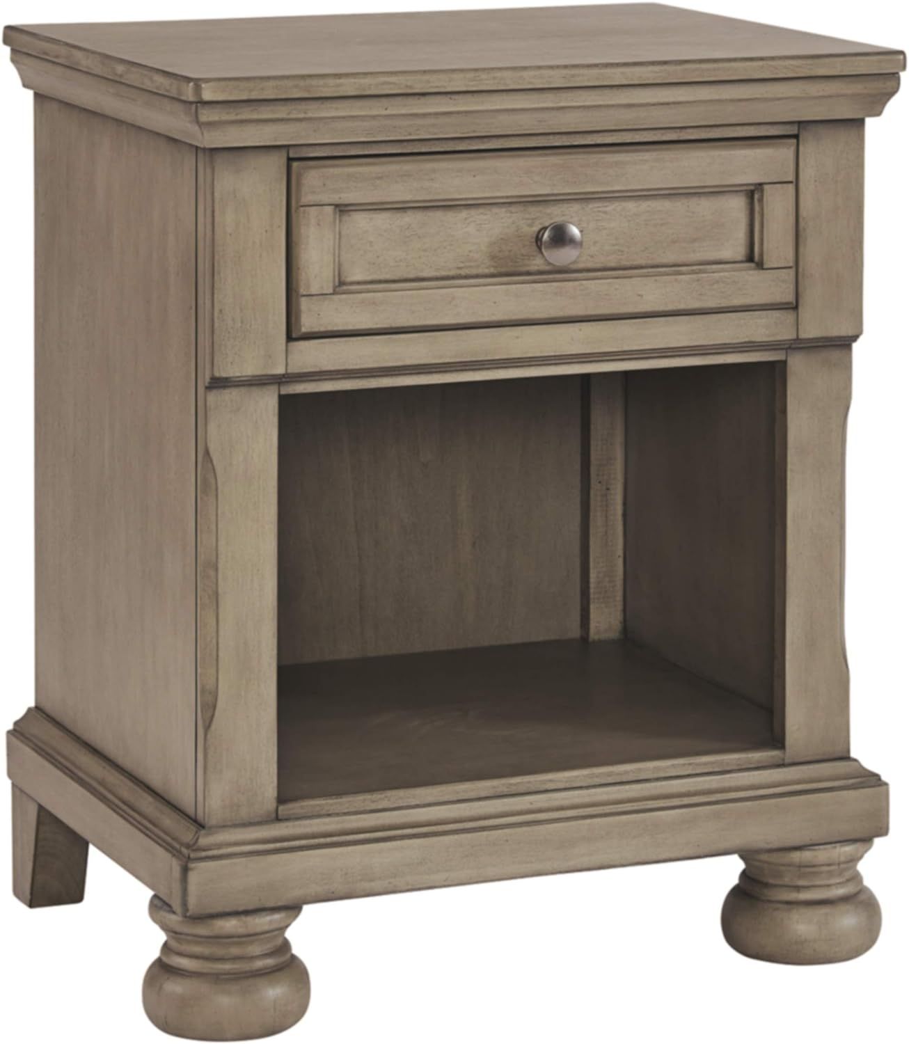 Lettner Traditional Light Gray 1-Drawer Nightstand with Bun Feet