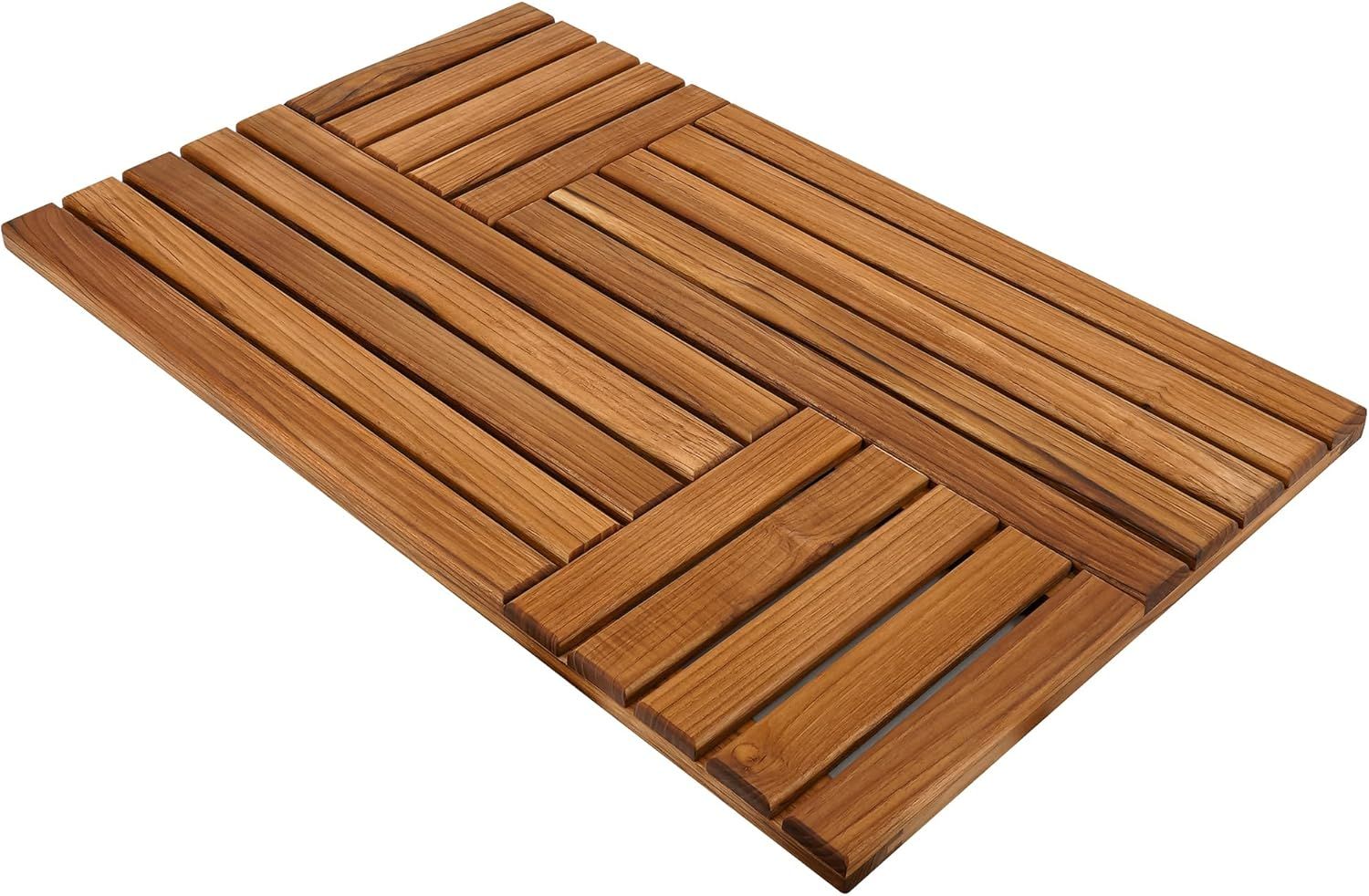 Large Teak Wood Non-Slip Bath Mat for Bathroom