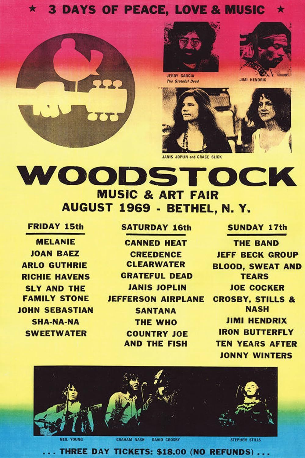 Woodstock 1969 Black Framed 36x24 Concert Poster