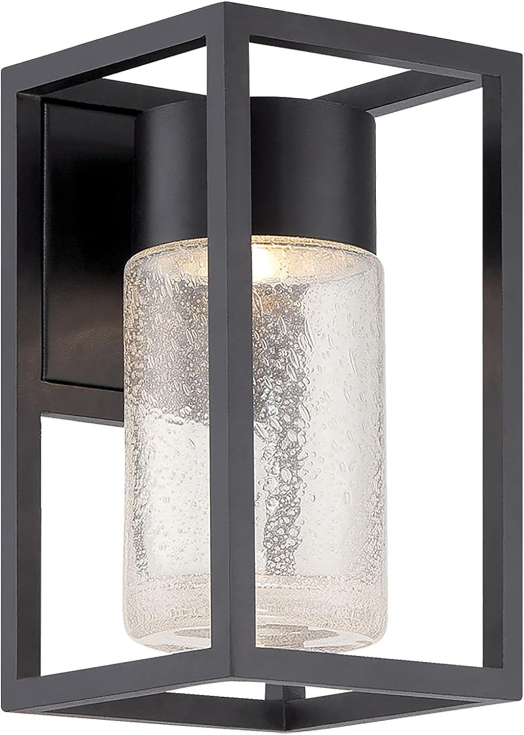 Black Cylinder LED Outdoor Wall Light with Clear Seeded Crystal