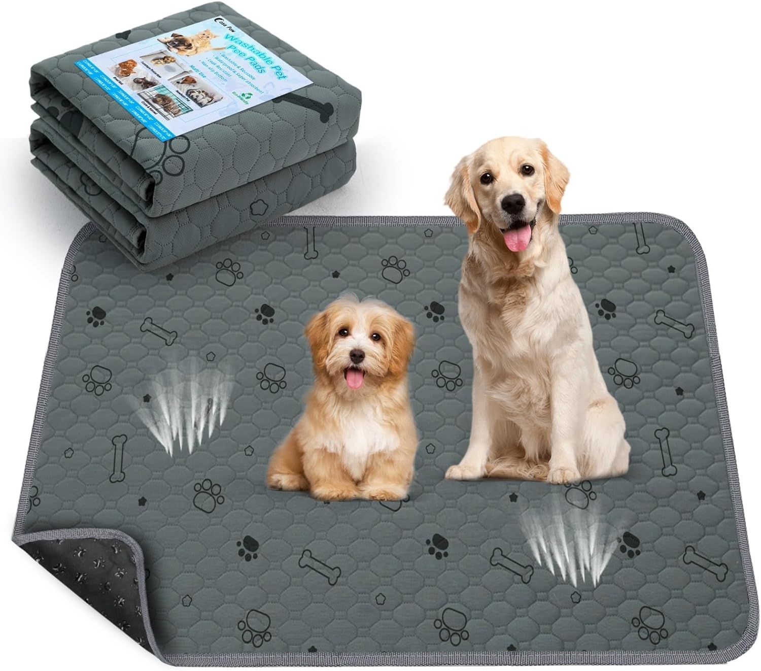 Gray Washable Super Absorbent Dog Pee Pads 34" x 36"