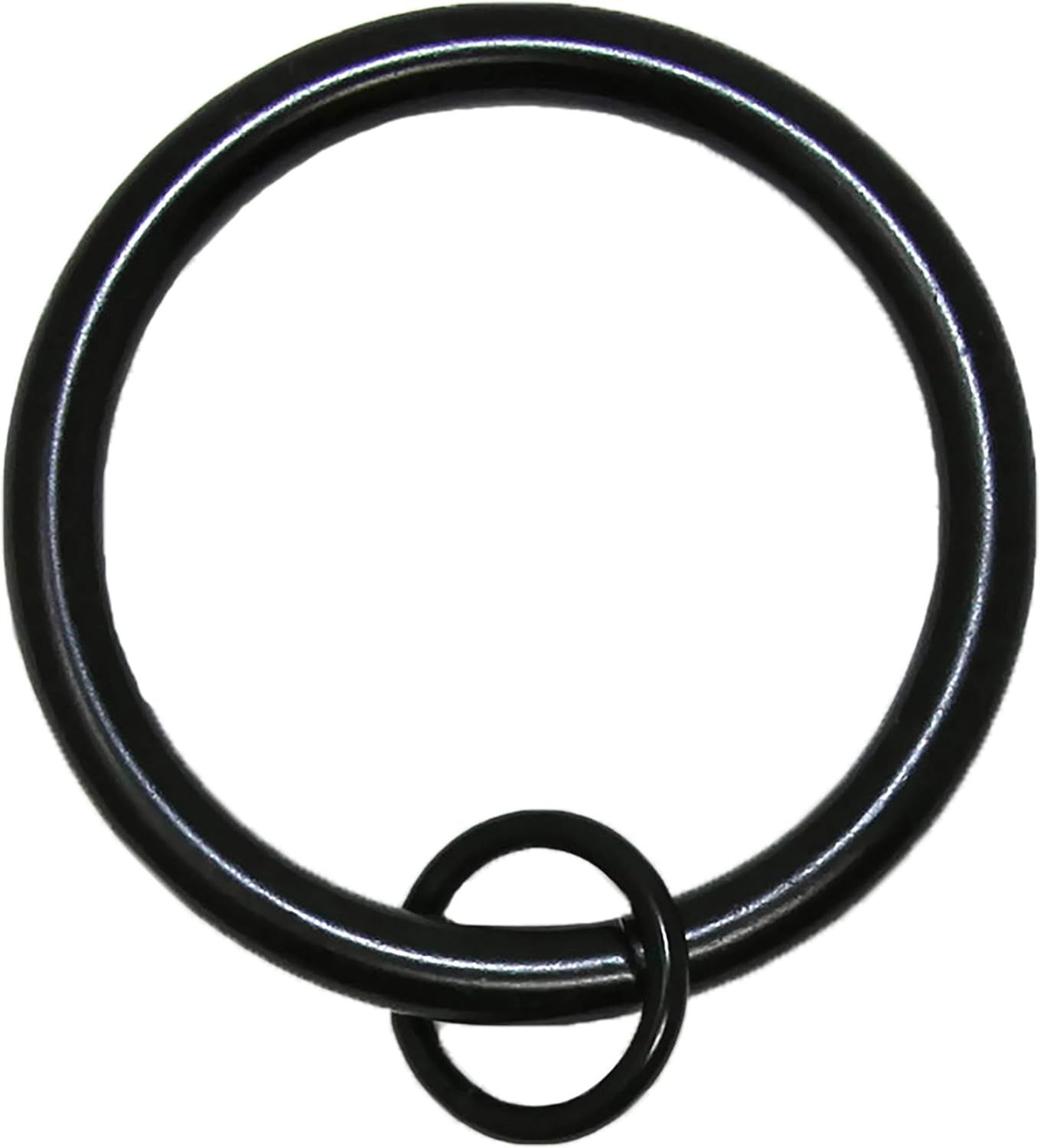 Black Solid Metal Curtain Rings with Eyelet, Set of 14