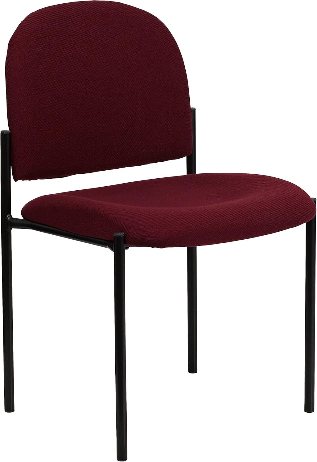 Burgundy Fabric and Vinyl Stackable Metal Side Chair