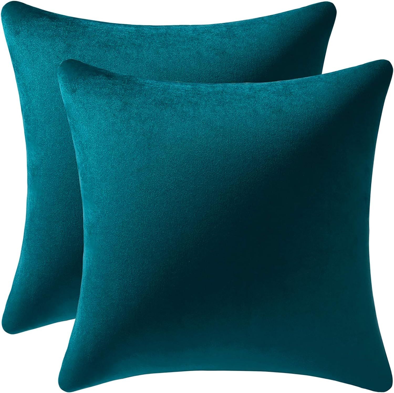 Teal Velvet 18x18 Decorative Pillow Covers, Set of 2