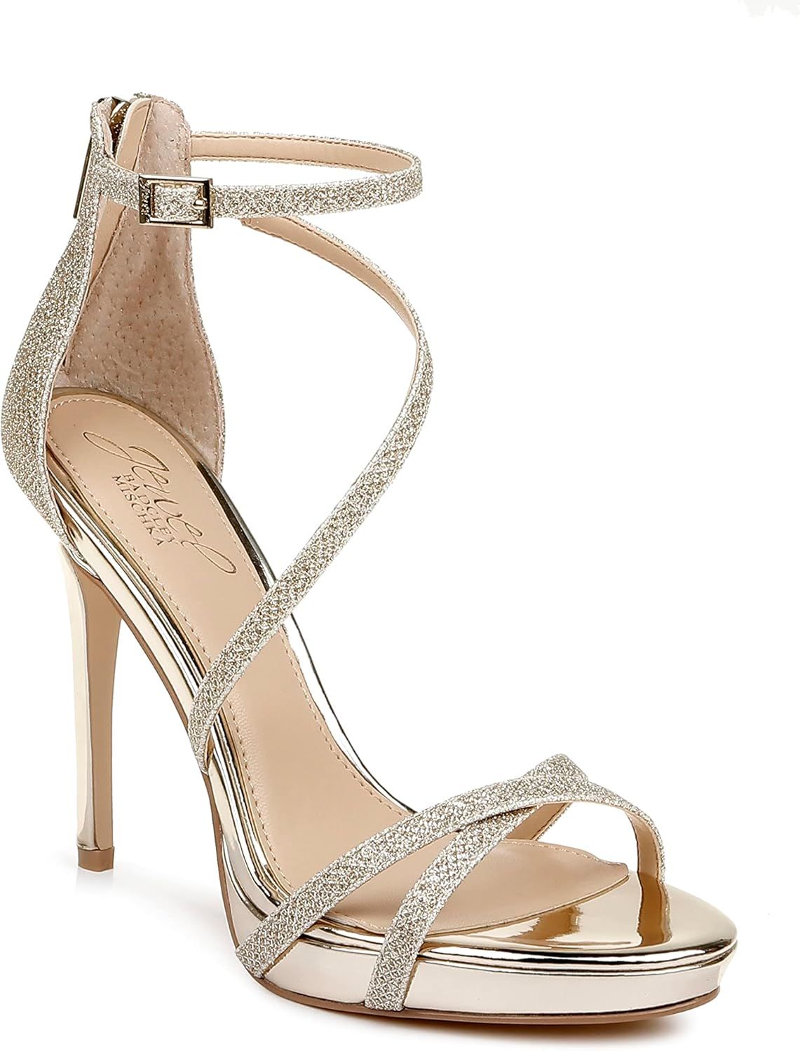 Galen Gold Glitter Satin Platform High Heel