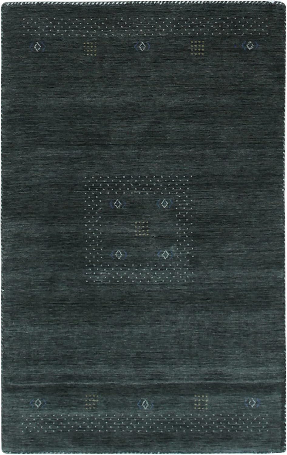 Gray Hand-Knotted Wool Rectangular Area Rug, 3' x 5'