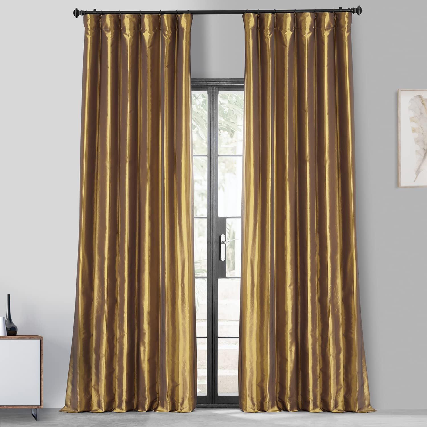 Golden Spice Faux Silk Blackout Curtain Panel 50" x 96"