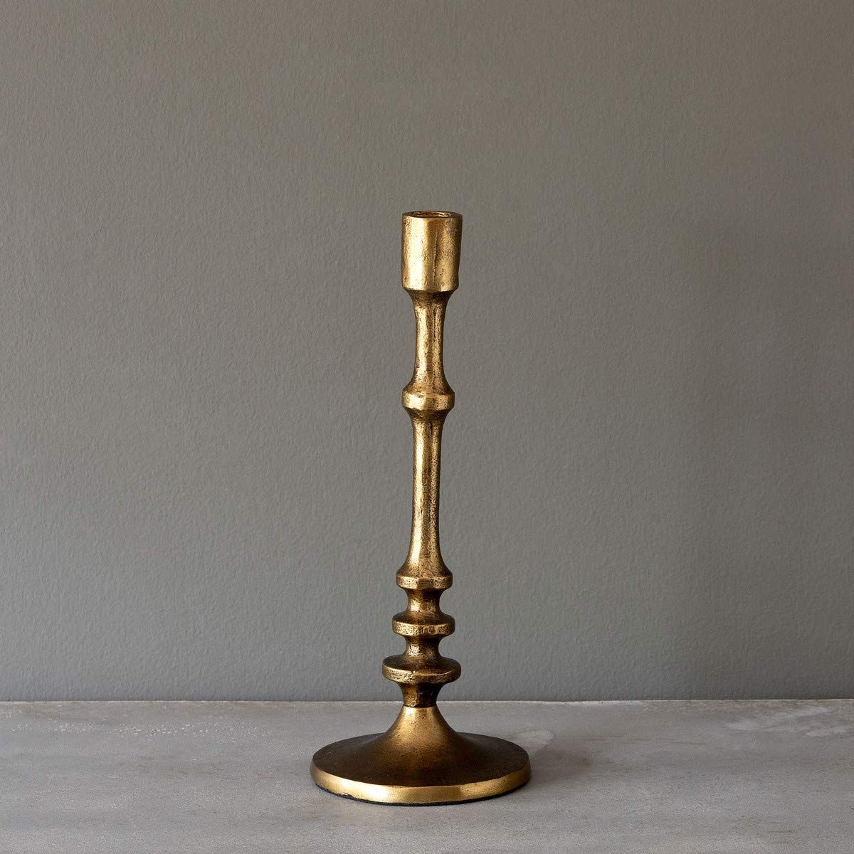 Medium Aged Brass Cast Aluminum Candlestick Holder