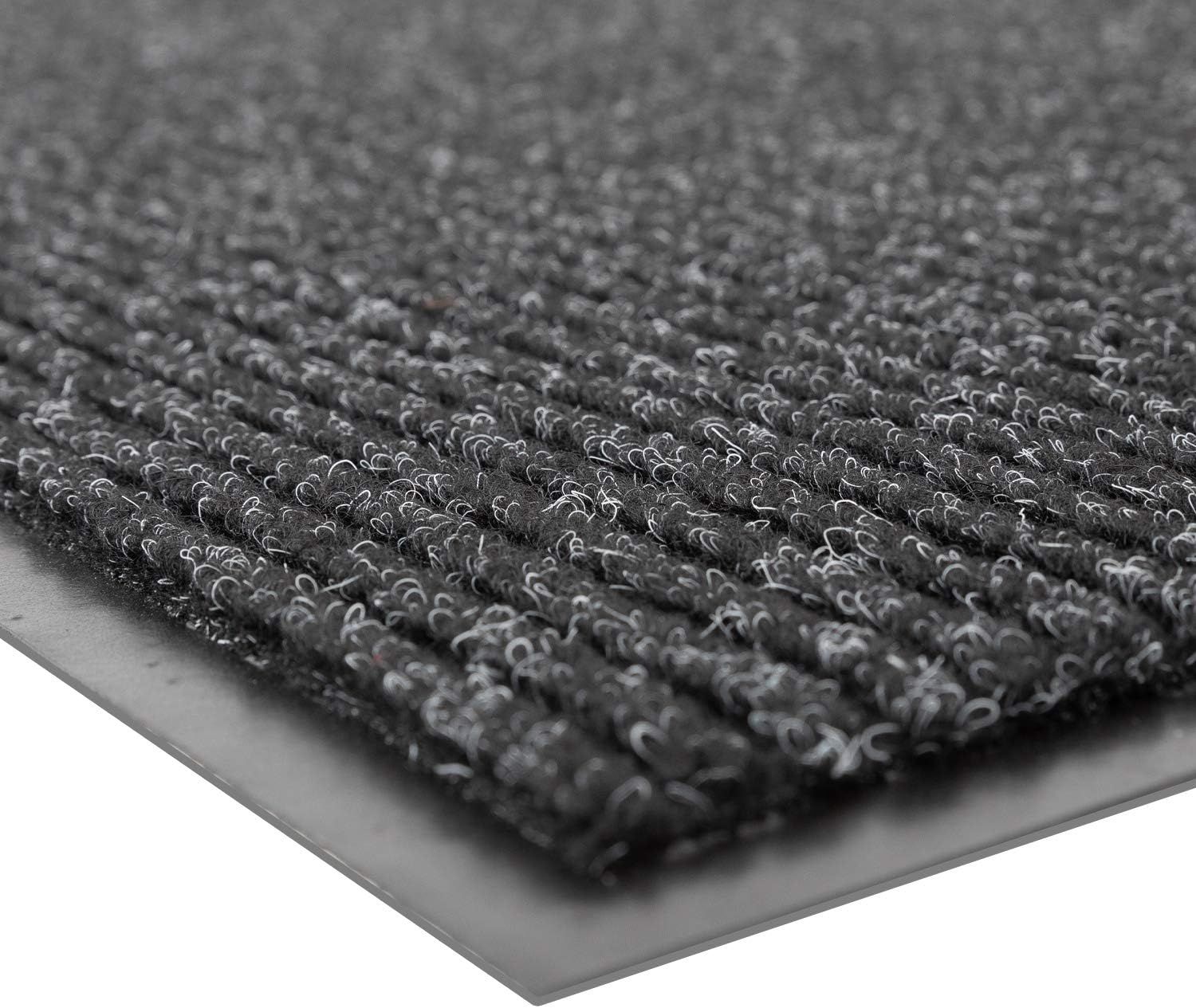 Charcoal 2' x 3' Poly Fiber Entrance Mat with Vinyl Backing