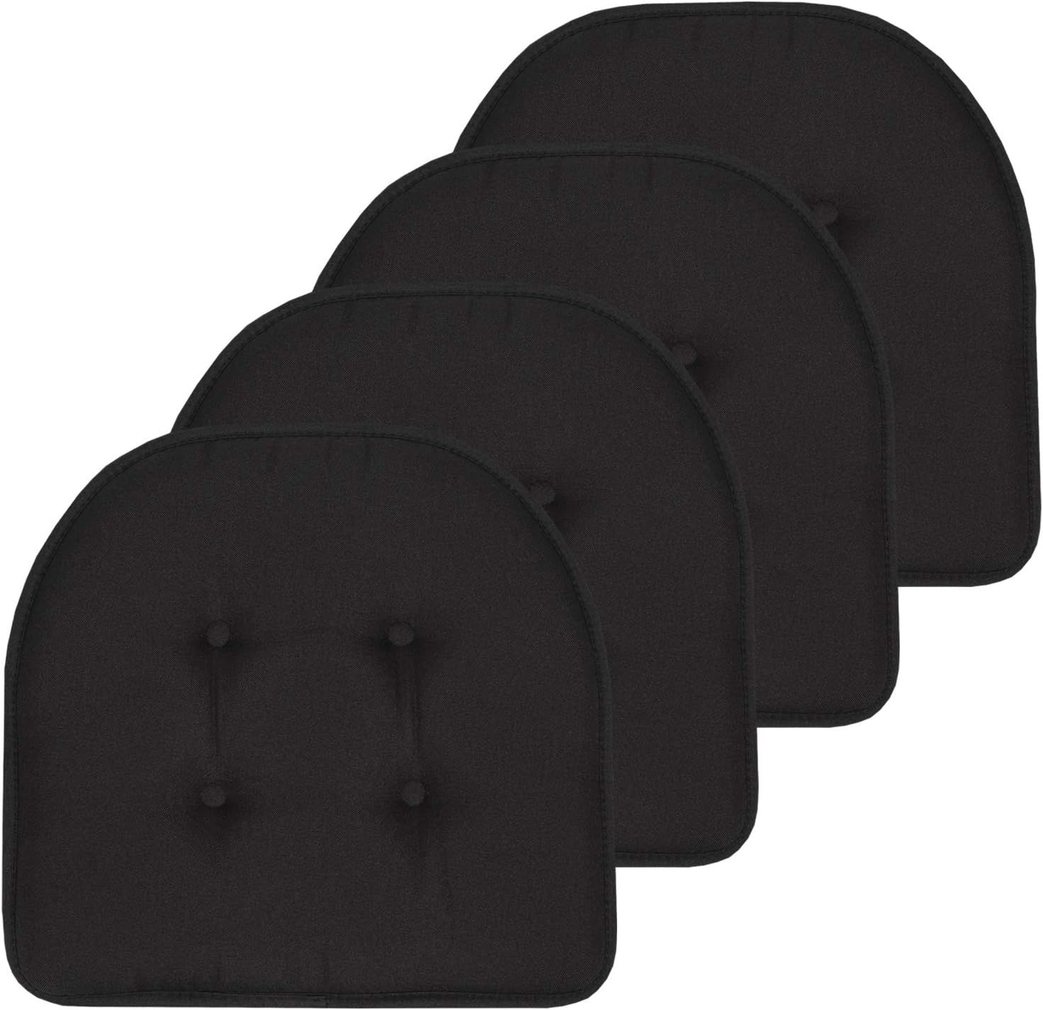 Black Memory Foam U-Shaped Dining Chair Cushions, Set of 4