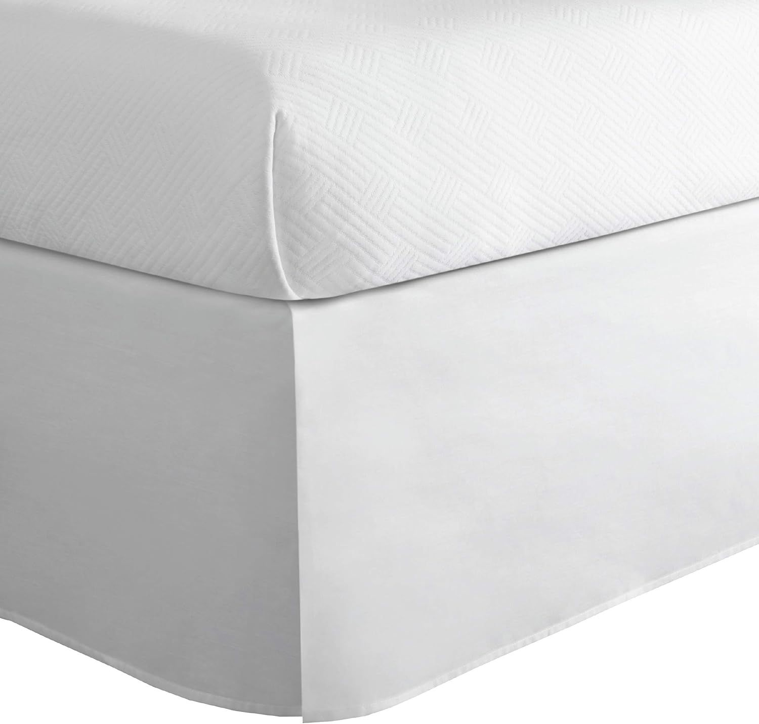 White Cotton Blend Twin Bed Skirt with 14" Drop Length