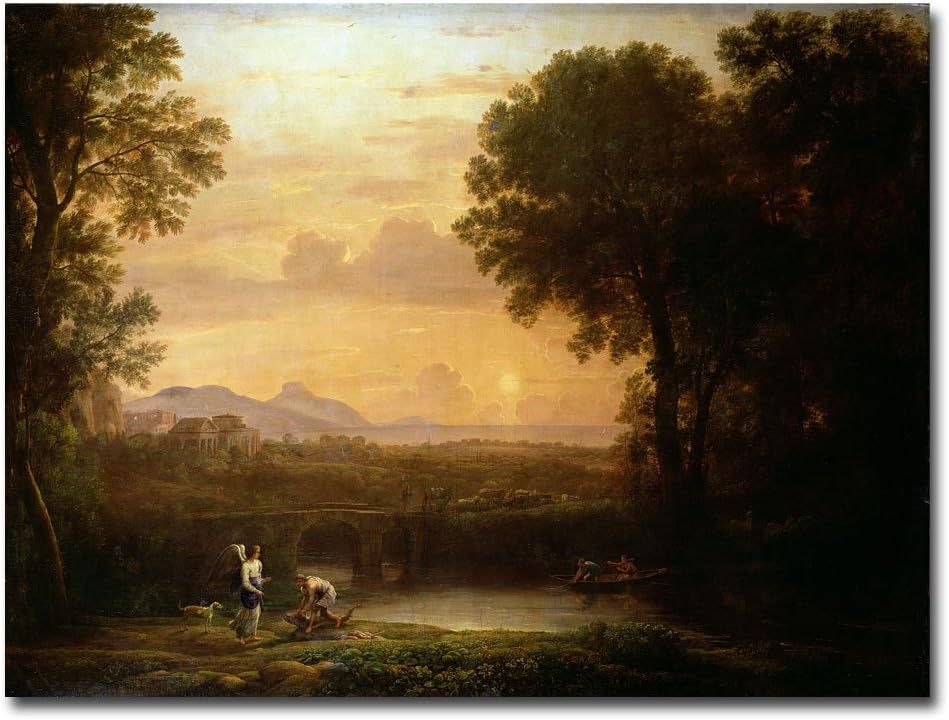 Claude Lorrain Landscape at Dusk 35x47 Canvas Art