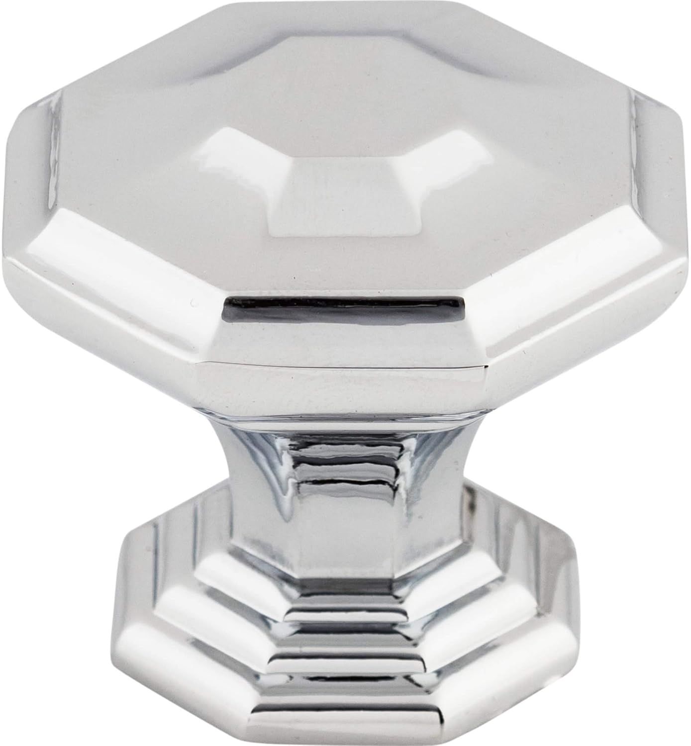 Polished Chrome Geometric Round Knob with Mounting Hardware