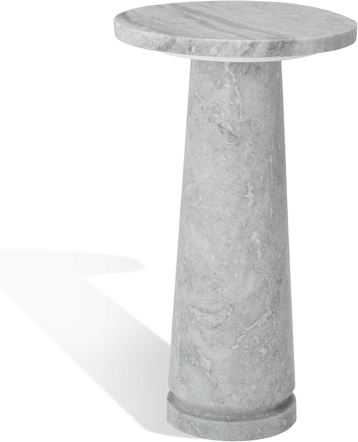 Valentia Light Grey Round Marble Pedestal Accent Table