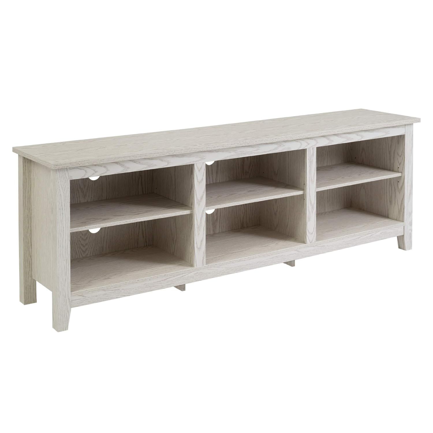 White Wash 70" MDF TV Stand with Adjustable Shelves