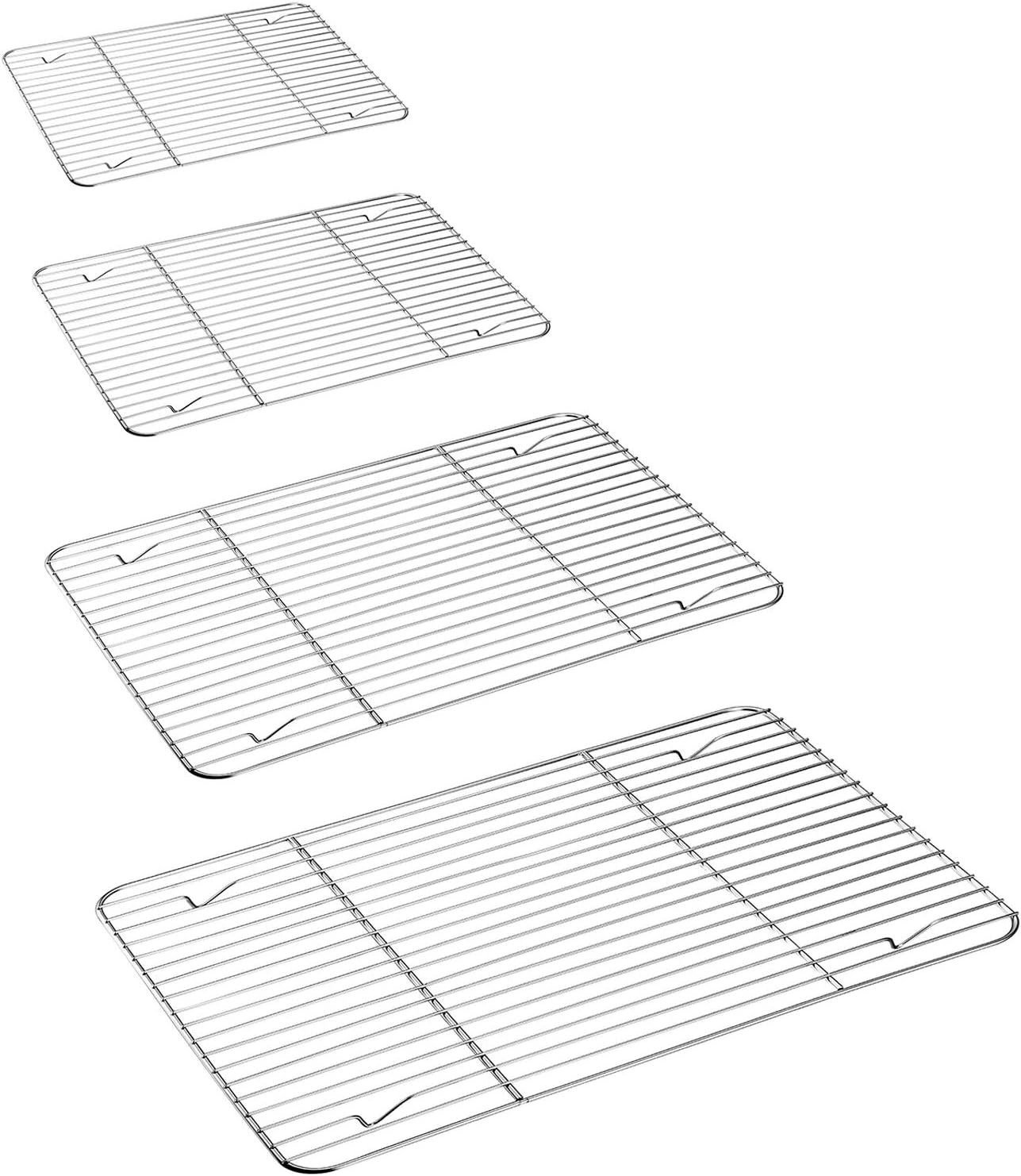 Stainless Steel 4-Piece Cooling Rack Set for Baking and Roasting