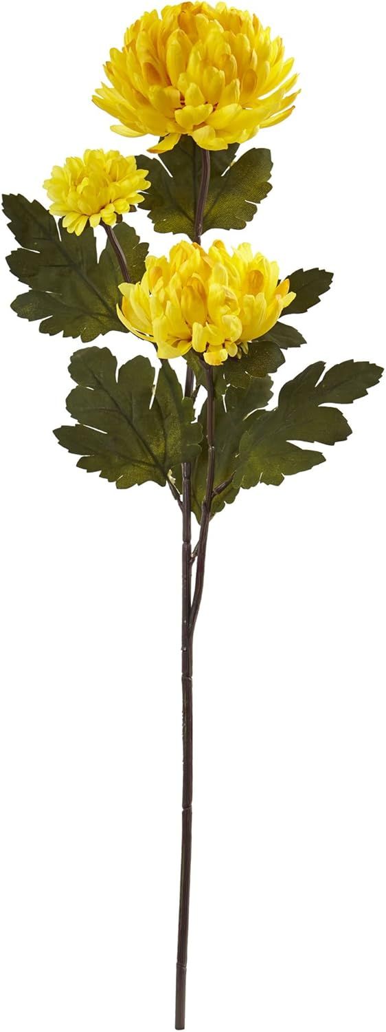 29" Yellow Silk Chrysanthemum Artificial Flowers Set of 12