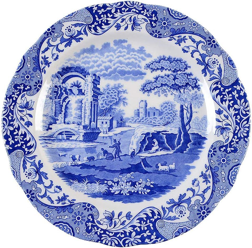 Blue Italian Porcelain Charger Plate, 12-Inch