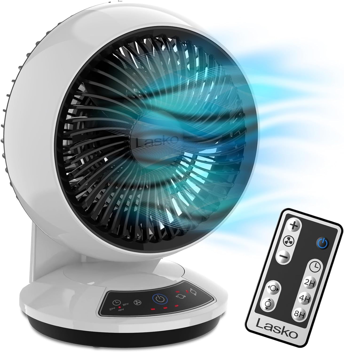 White 8-Inch Remote Controlled Oscillating Tabletop Fan