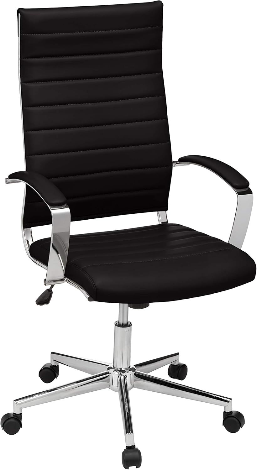 Black High-Back Faux Leather Executive Swivel Chair