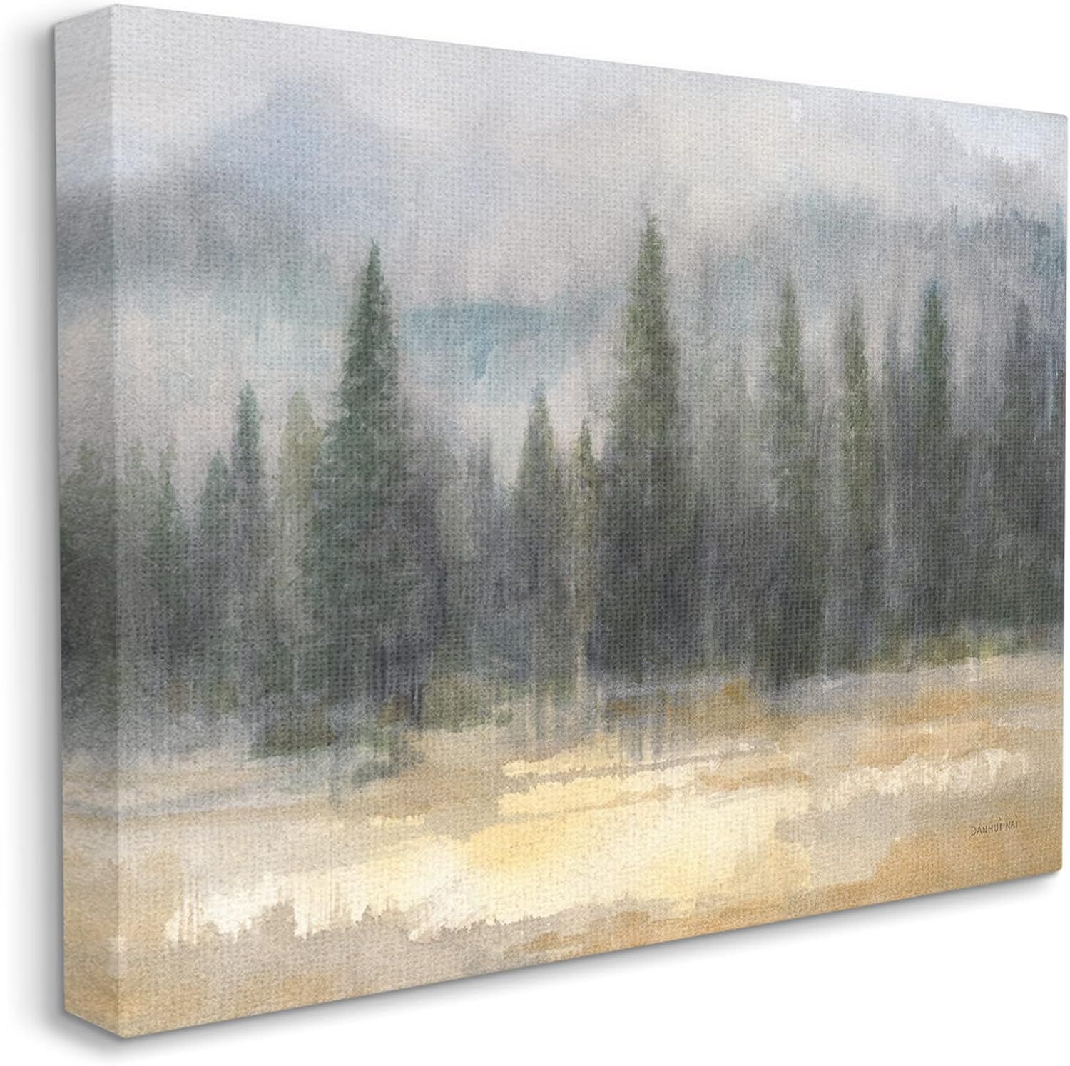 Large Abstract Blurred Pine Tree Forest Canvas Art