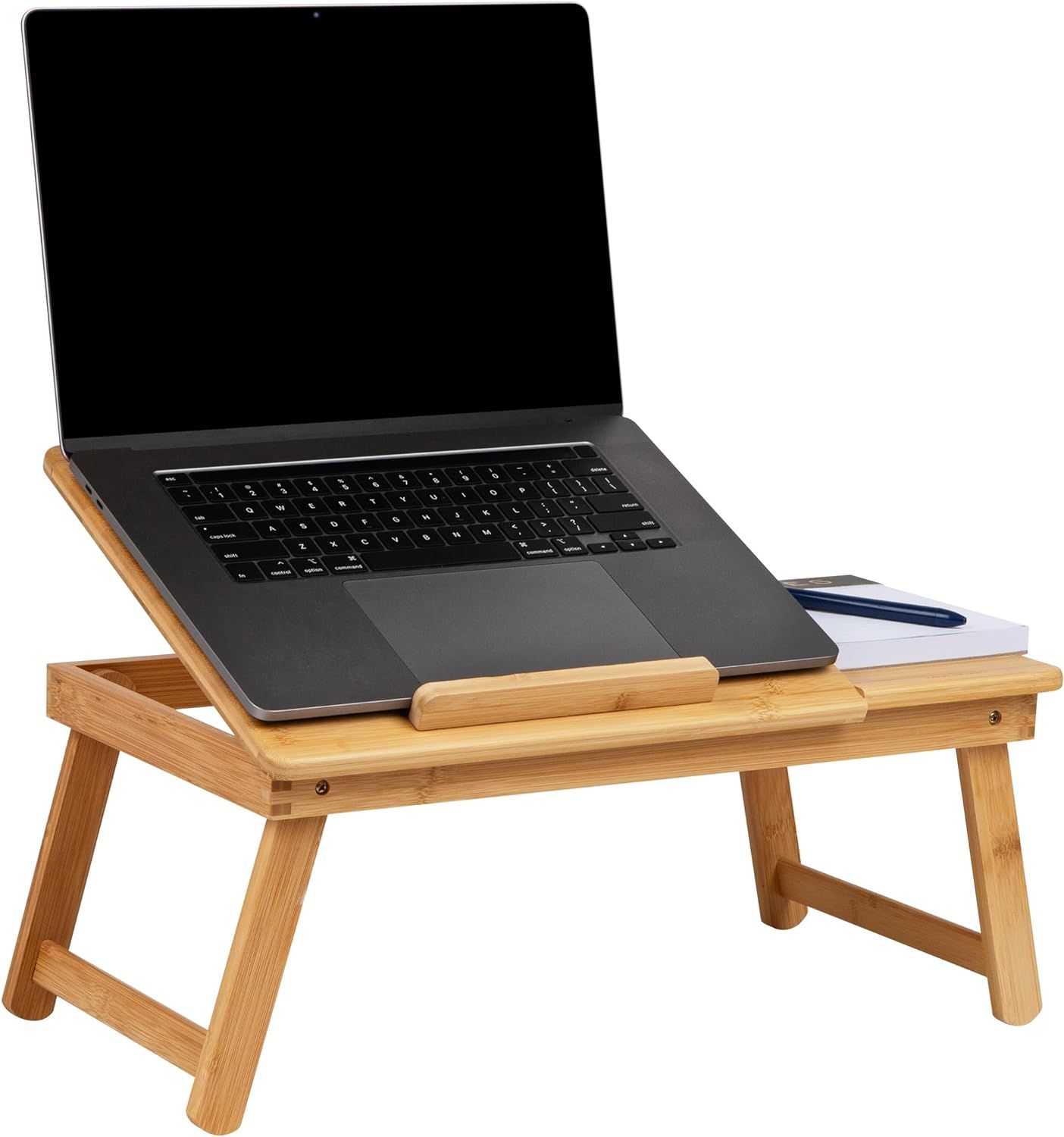 Bamboo Adjustable Laptop Bed Tray with Folding Legs