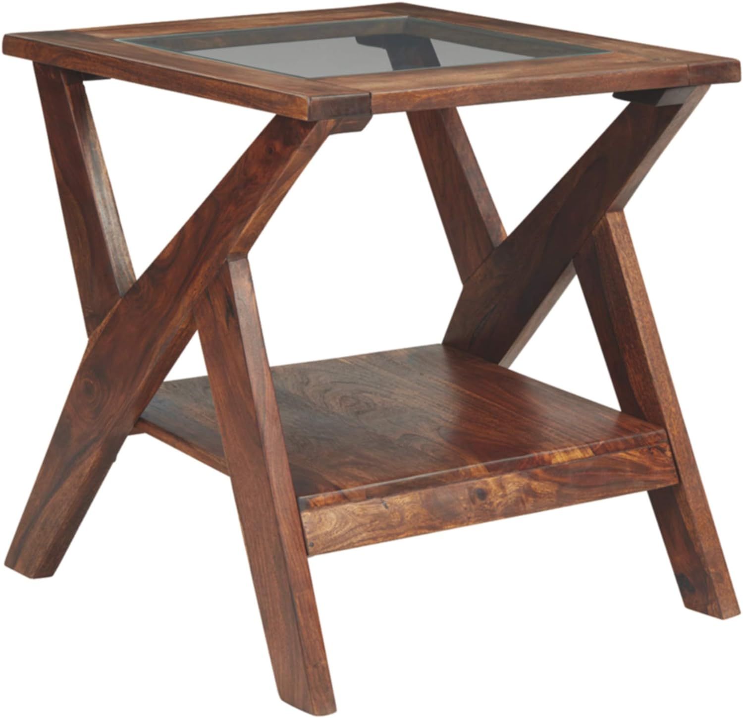 Charzine Contemporary Warm Brown Sheesham Wood End Table