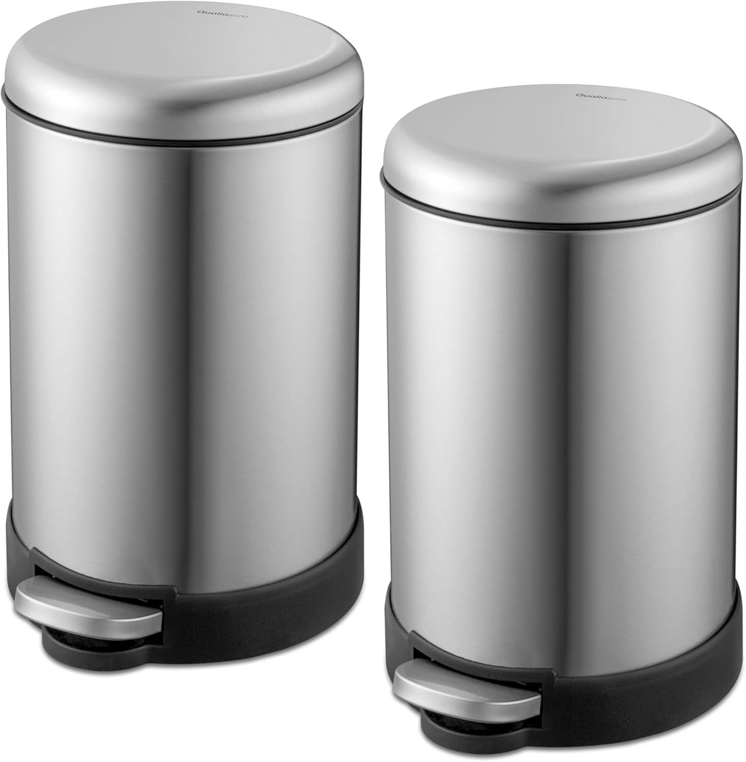 Compact Stainless Steel 1.6 Gallon Step-On Trash Can Set