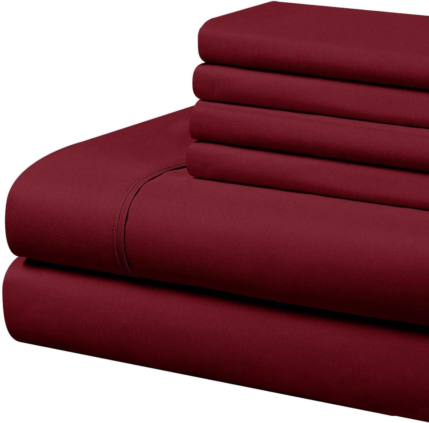 Burgundy California King Ultra-Soft Microfiber Sheet Set