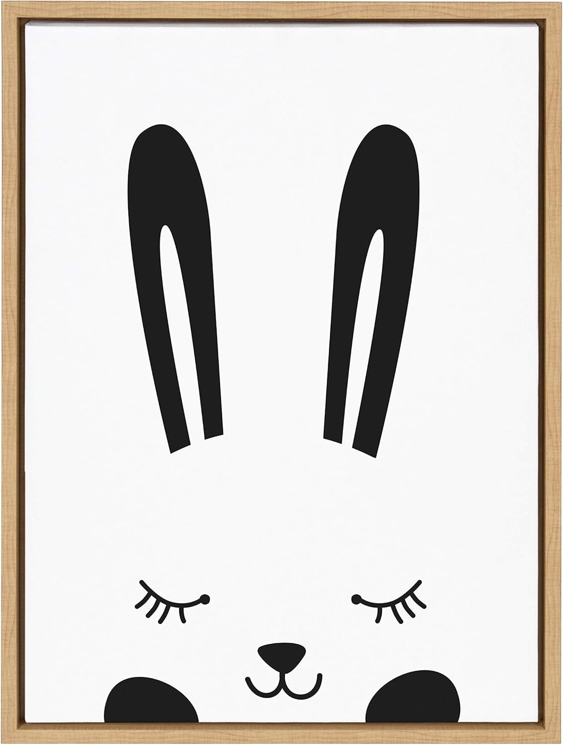 Modern Baby Bunny Black and White Canvas Wall Art for Nursery