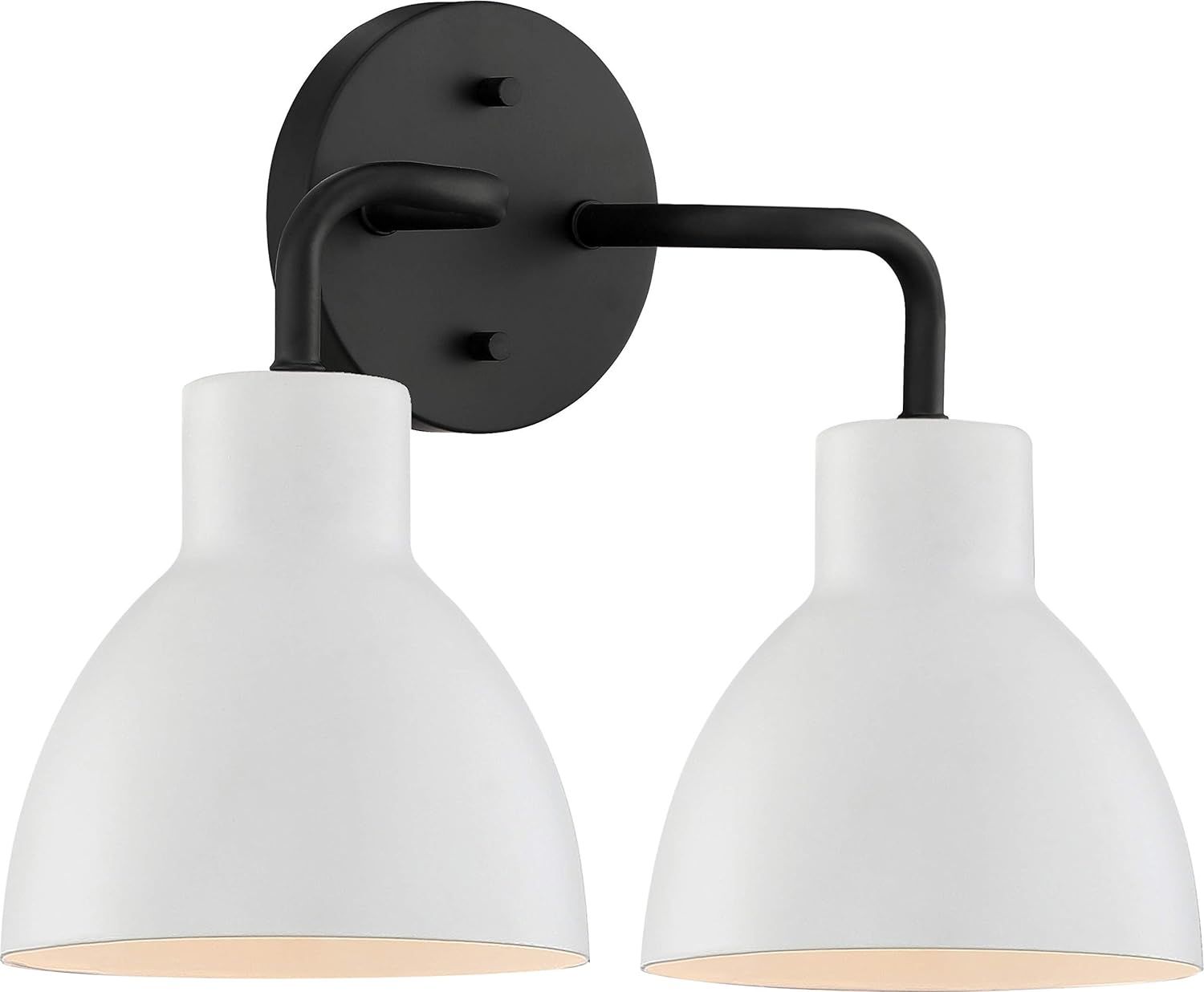 Sloan Matte Black and White Bell Vanity Light, 2-Light Direct Wire