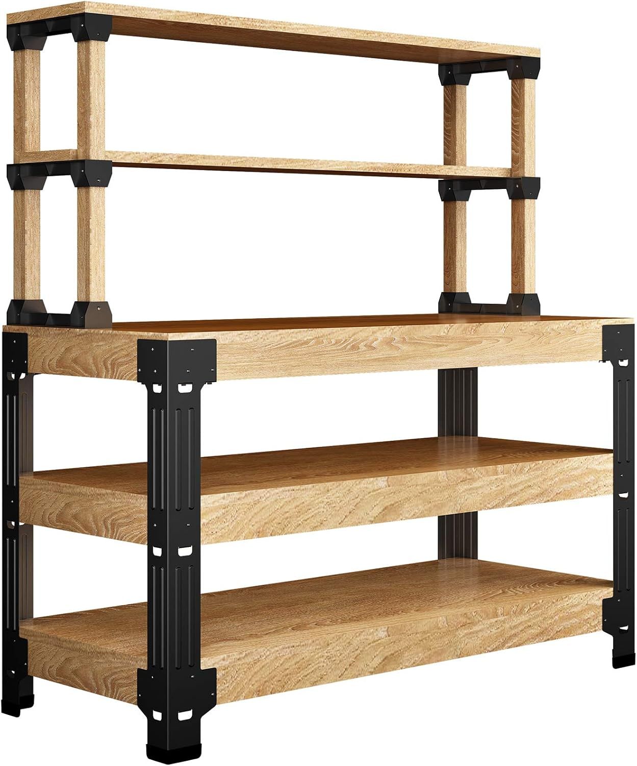 Adjustable Black Steel Work Bench Leg Kit for Customizable Shelving