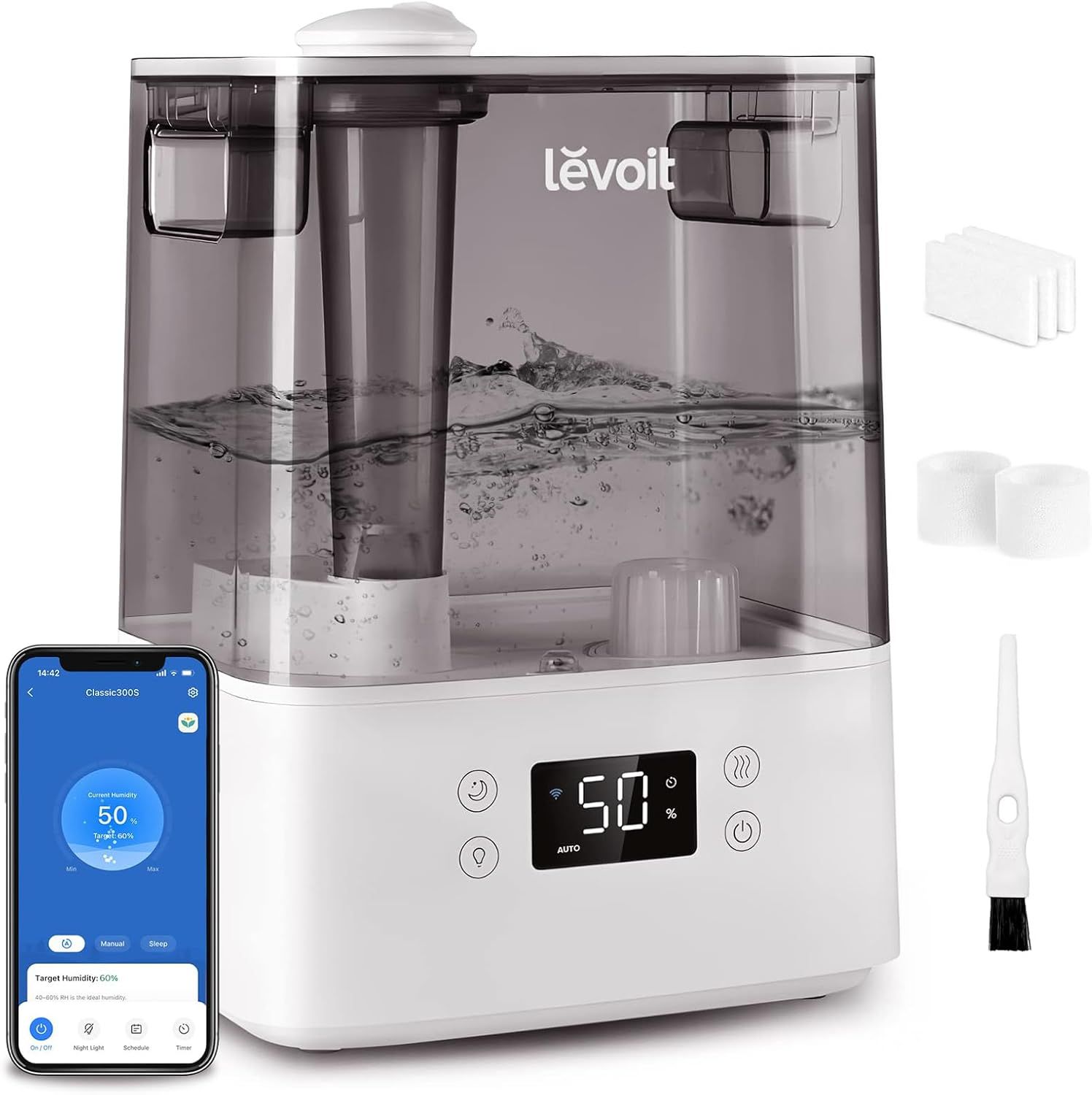 Levoit 6L Gray Smart Ultrasonic Humidifier with Essential Oil Diffuser