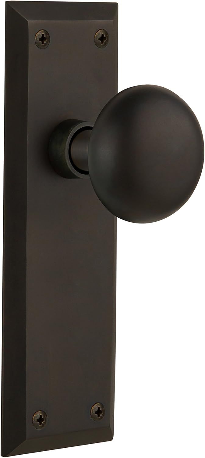 Oil-Rubbed Bronze Rectangular Plate Door Knob Set