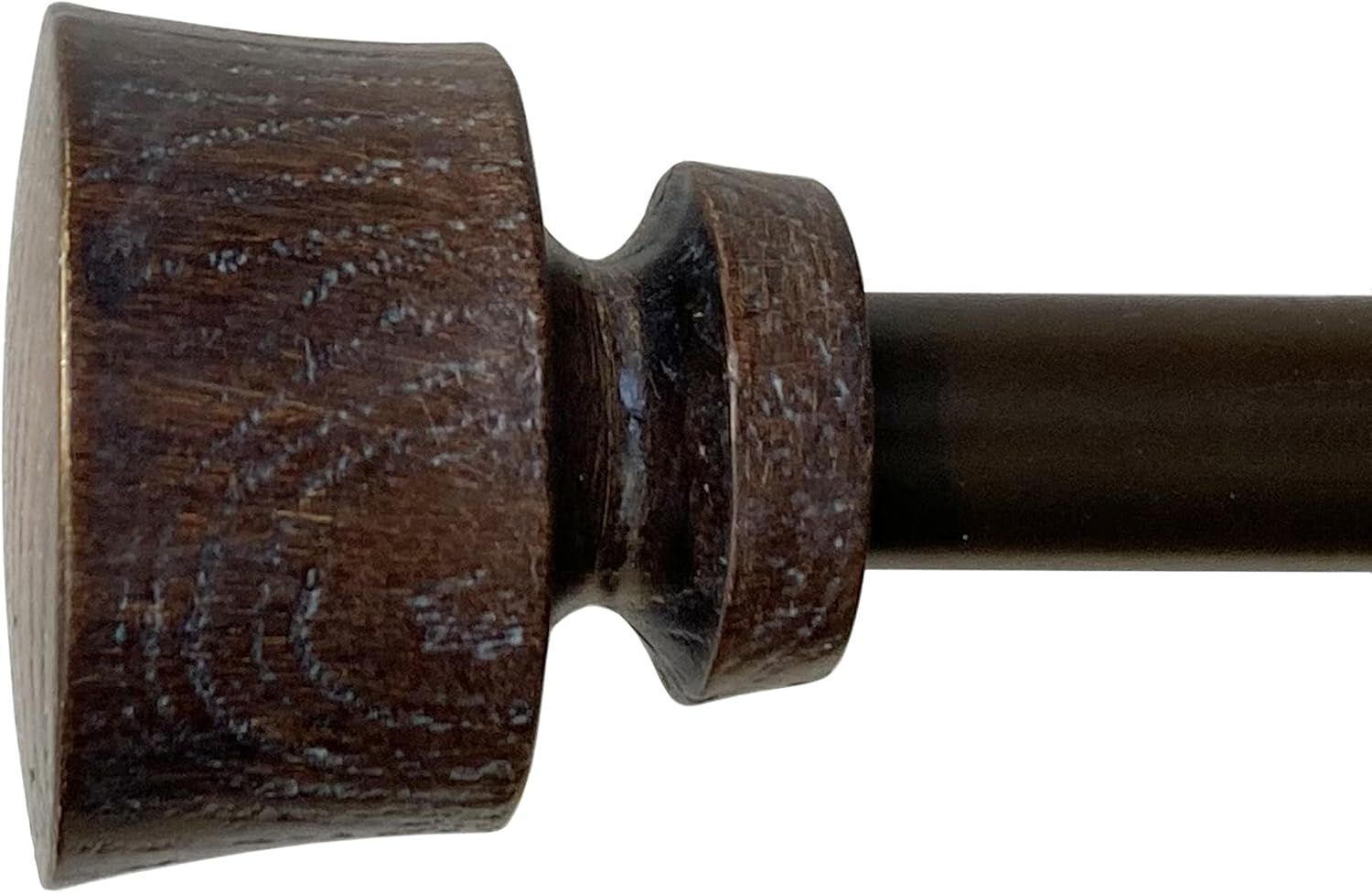 Walnut Adjustable Curtain Rod Set with Finials, 26-48 Inch