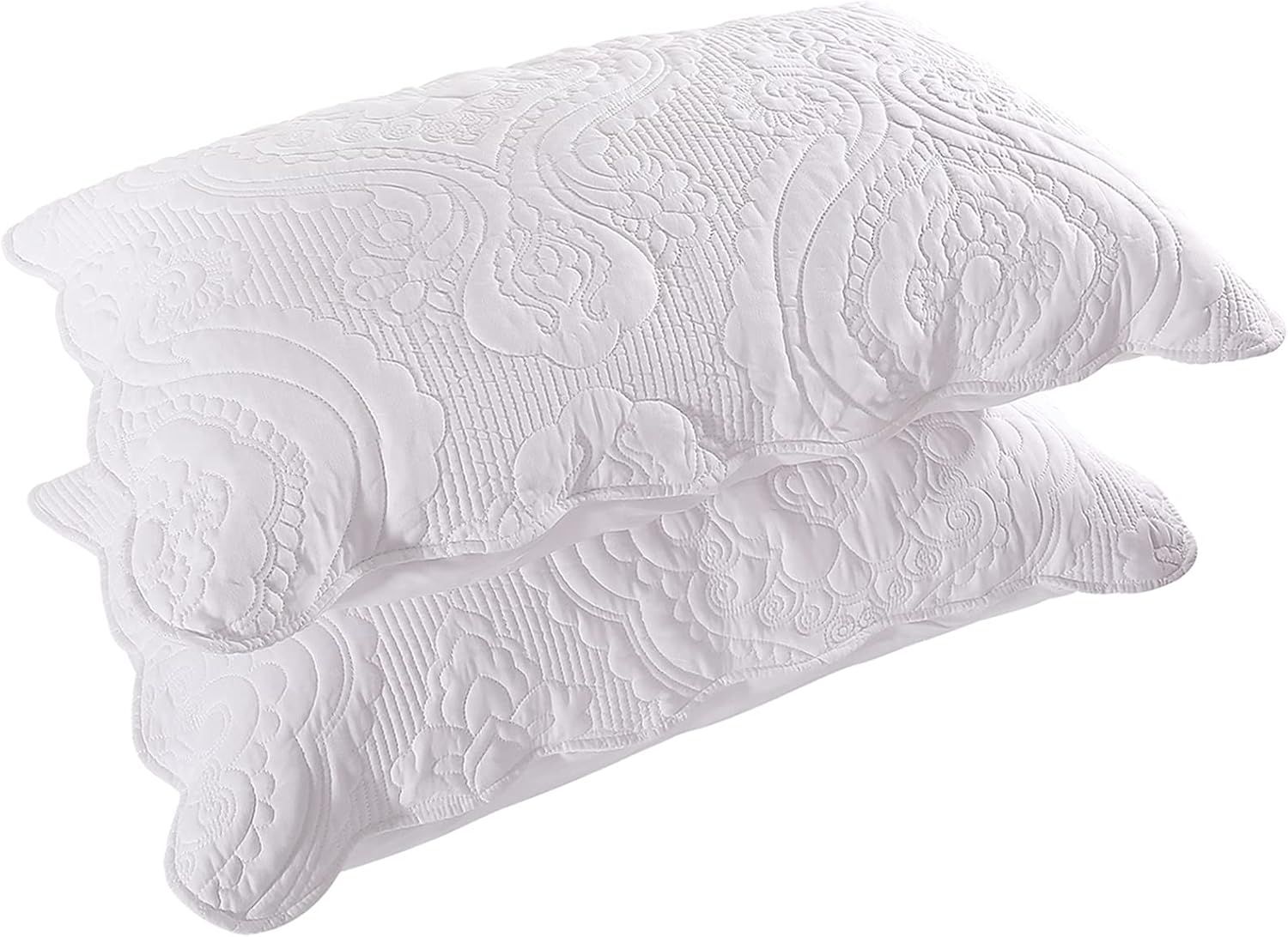 White Embroidered Microfiber Standard/Queen Pillow Shams