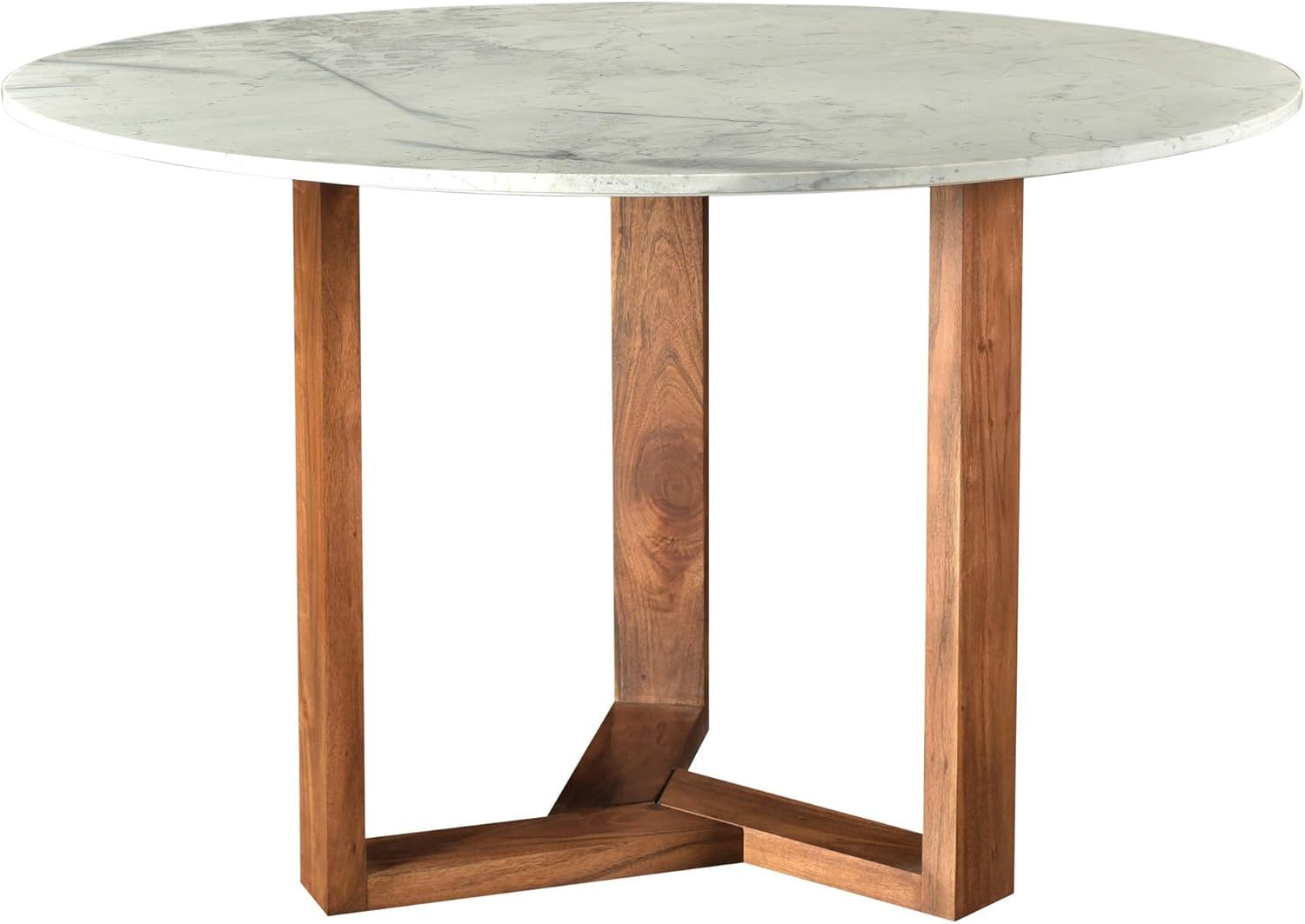 Scandi-Style 48" White Marble Round Dining Table for Six