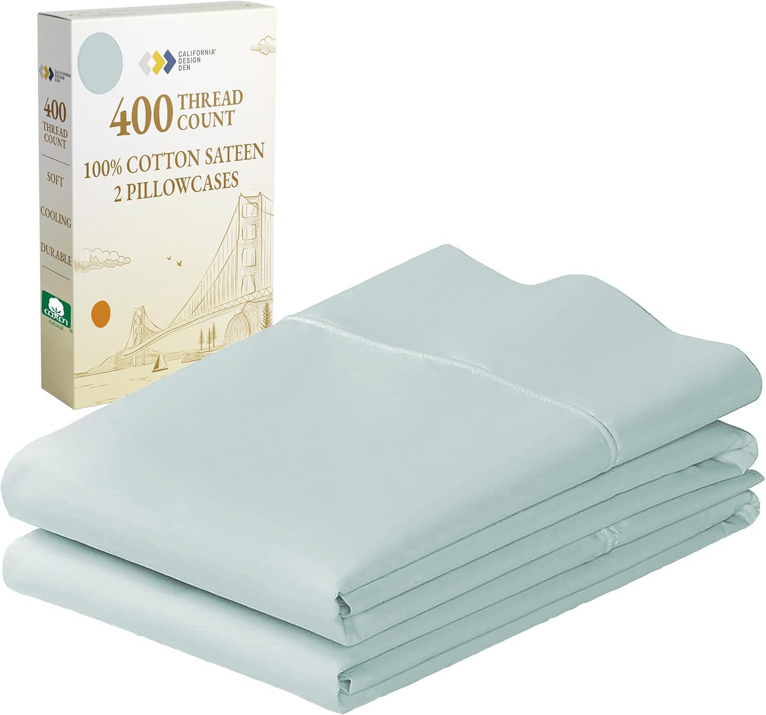 Seafoam Cotton Sateen Standard/Queen Pillowcase Set