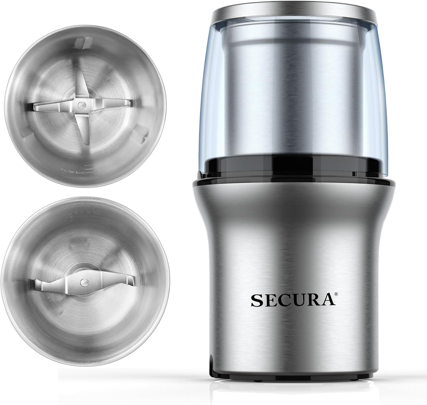 Stainless Steel Electric Coffee and Spice Grinder with Dual Blades