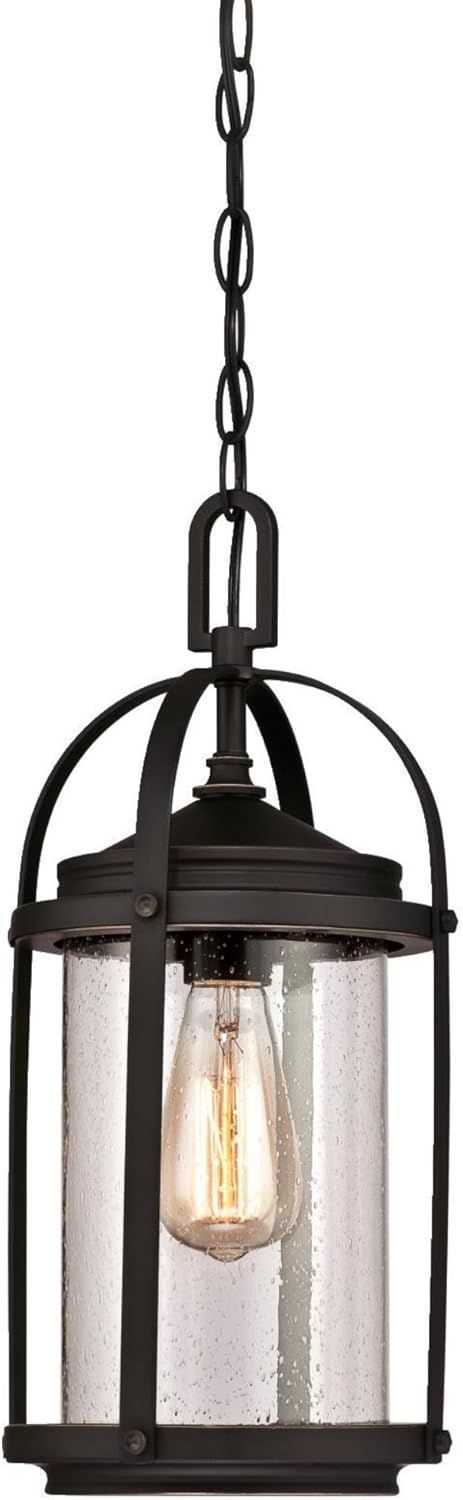 Grandview Oil Rubbed Bronze Outdoor Pendant with Clear Seeded Glass