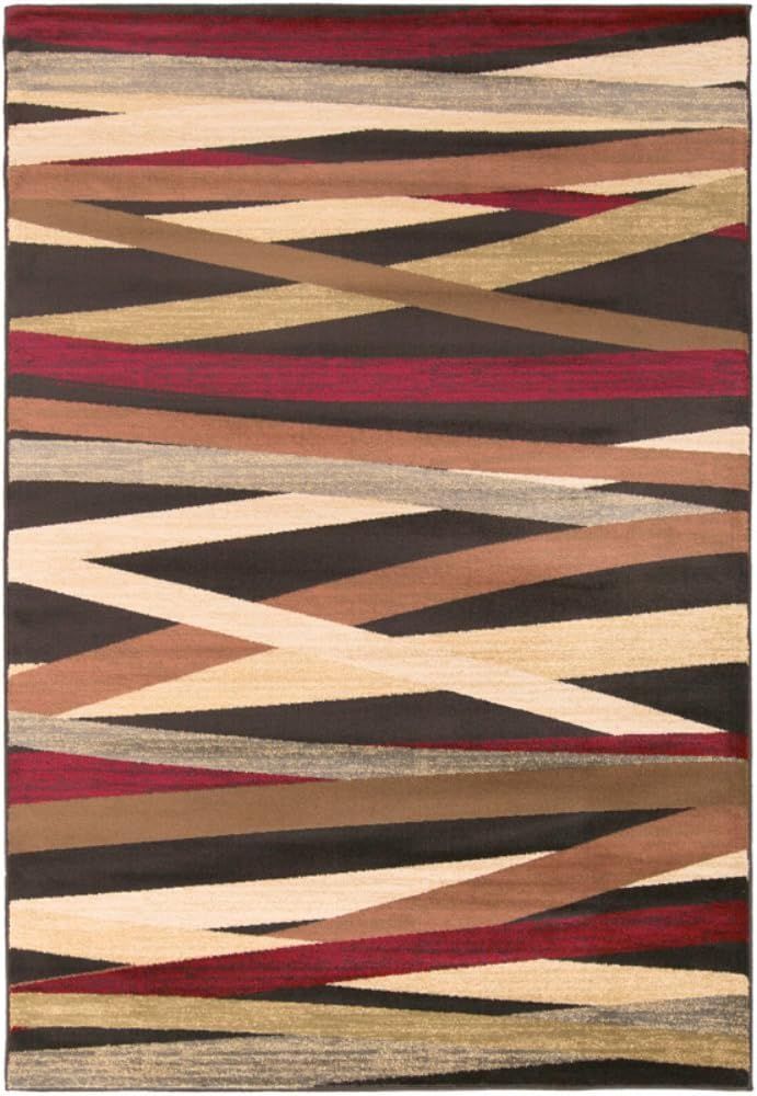 Emmett Brown and Red Geometric Area Rug 2' x 7'5"