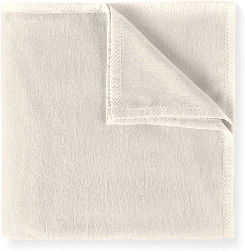 Linen Twin/Twin XL Cotton Blanket with Textured Binding