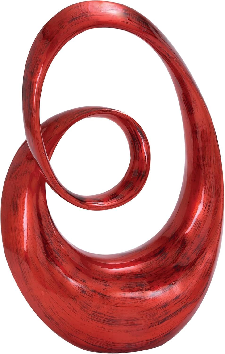 Red Polystone Abstract Swirl Decorative Sculpture