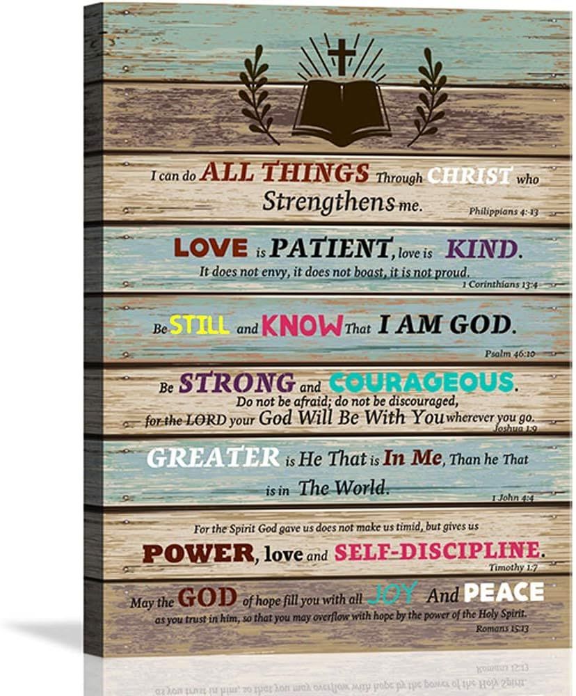 Rustic Farmhouse Bible Verse Canvas Wall Art