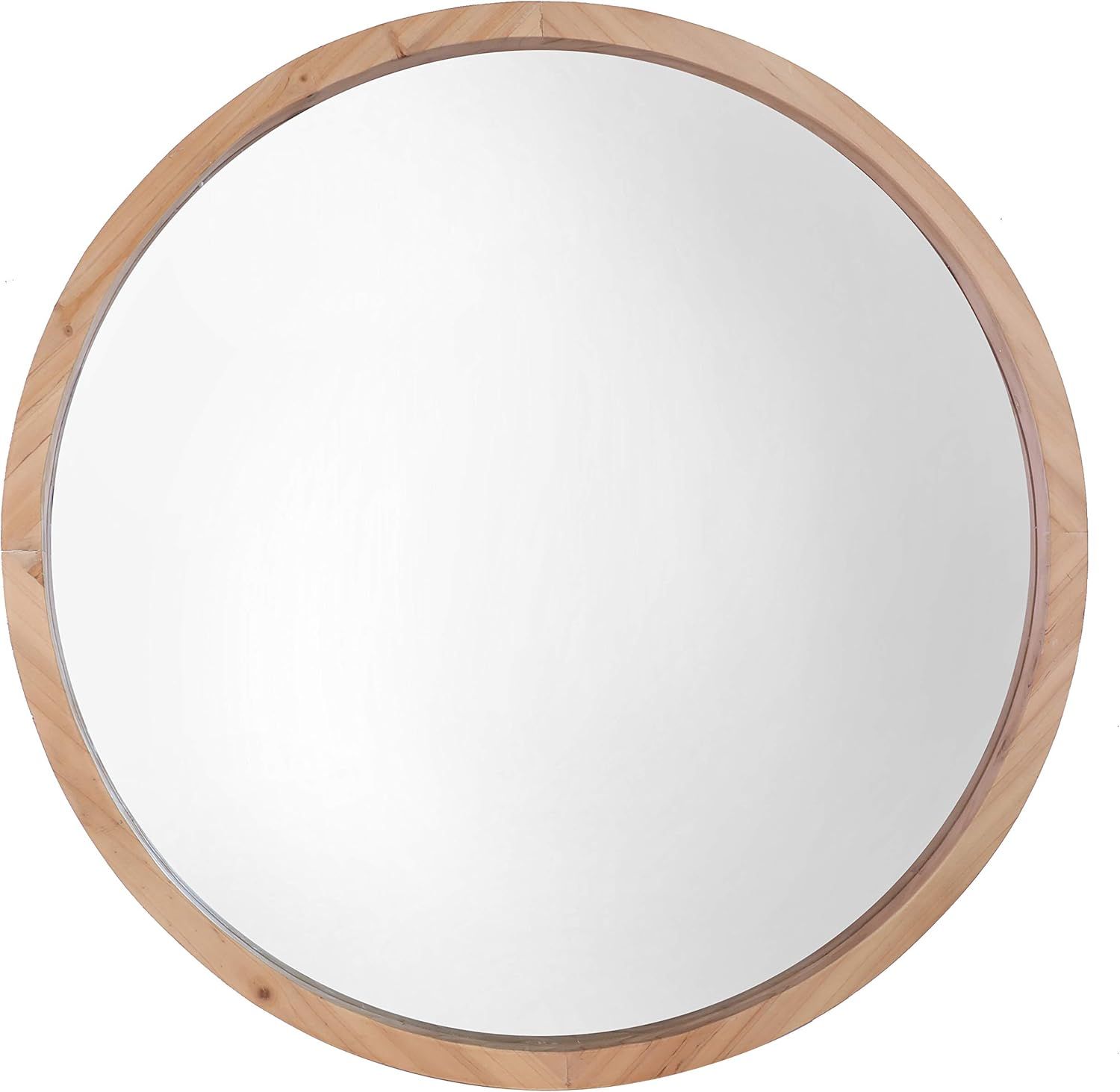 30'' Round Natural Wood Frame Wall Mirror