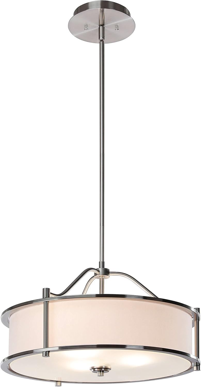 Brushed Nickel 18'' Drum Pendant Light with Fabric Shade