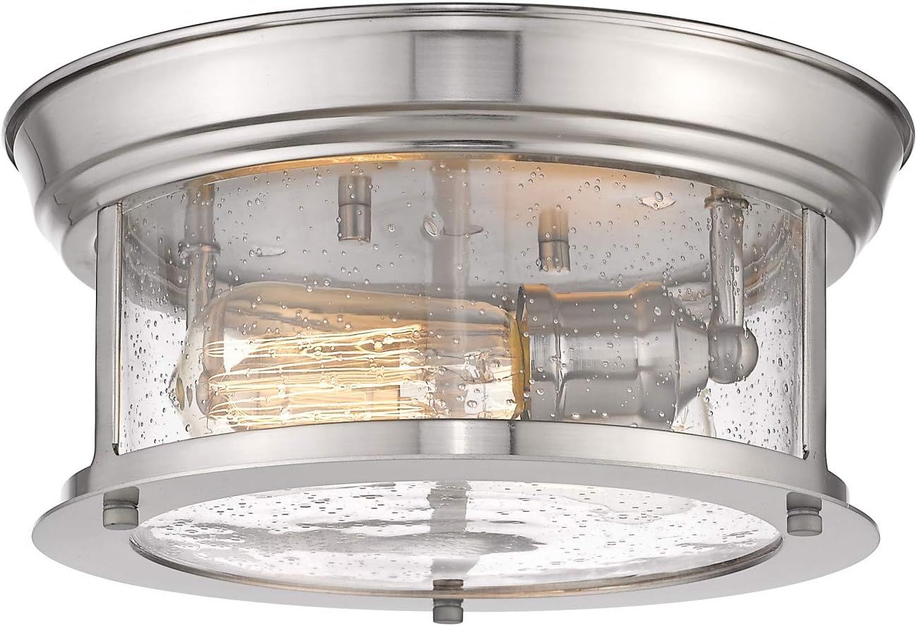 Sonna 11" Brushed Nickel Flush Mount Light with Clear Glass Shade