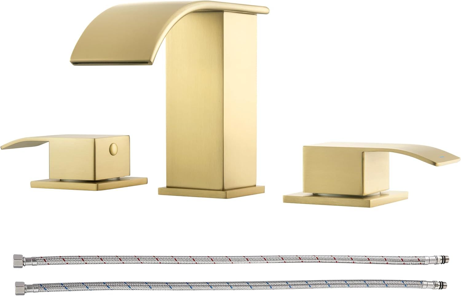 Brushed Gold Double Handle Widespread Bathroom Faucet