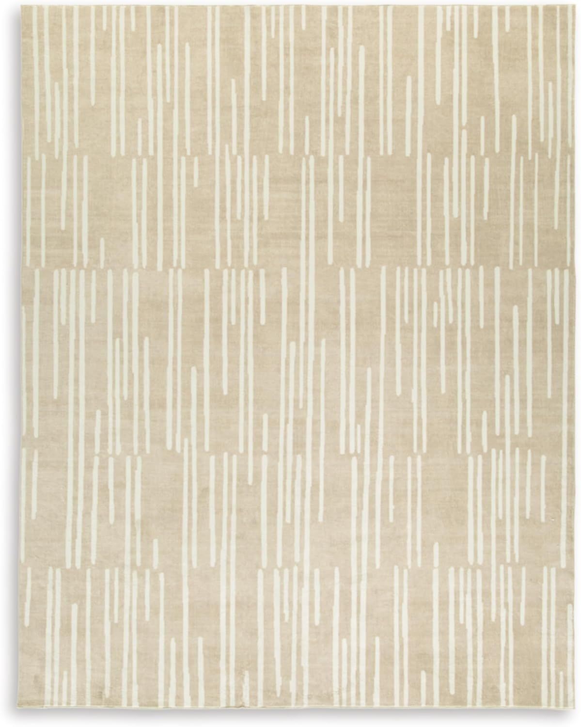 Tan and Cream Abstract Washable 8' x 10' Rug