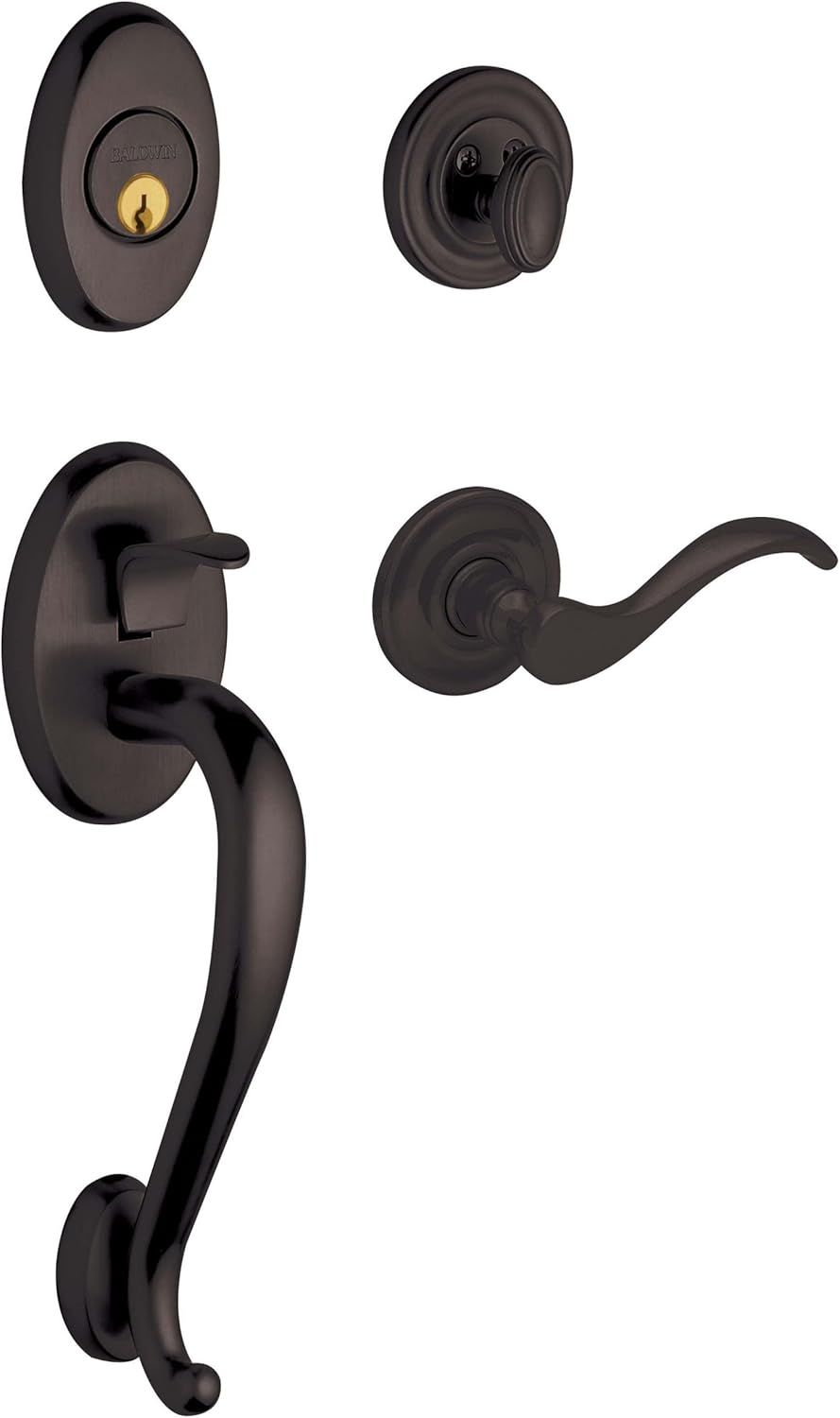 Satin Black Left Handed Sectional Handleset with Wave Lever